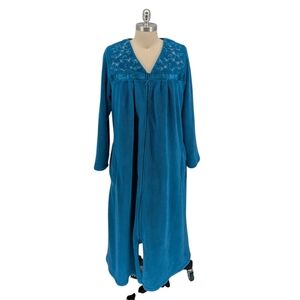 Earth Angels Embroidered Terry Cloth Sleep Dress Robe Blue size Medium vintage